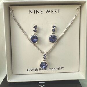 NWT Nine West Crystals from Swarovski Necklace Earrings Set